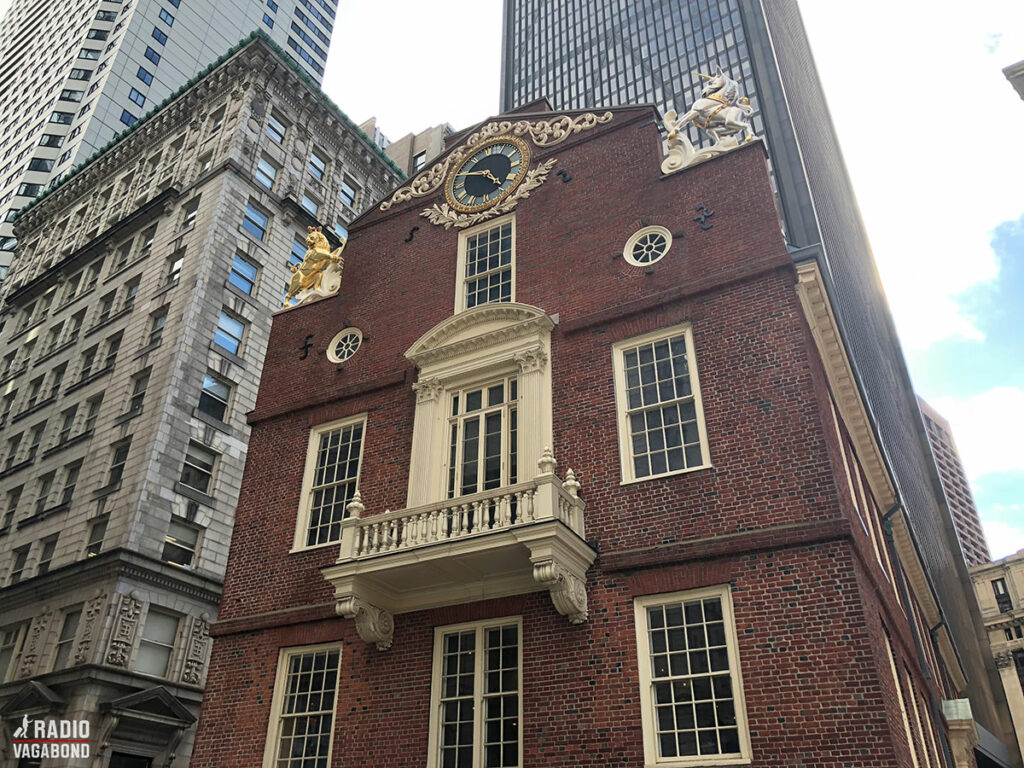 Old State House serves as a museum and stands as a small house in between the skyscrapers.