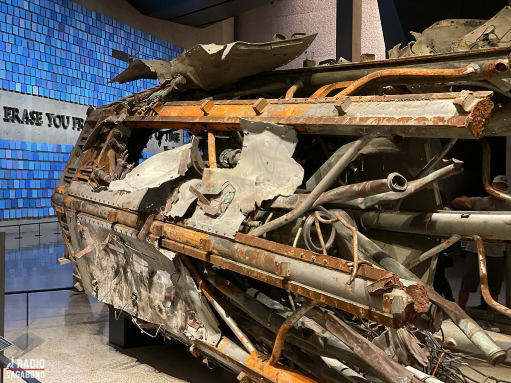 Part of the antenna from the top of one of the towers is also on display.