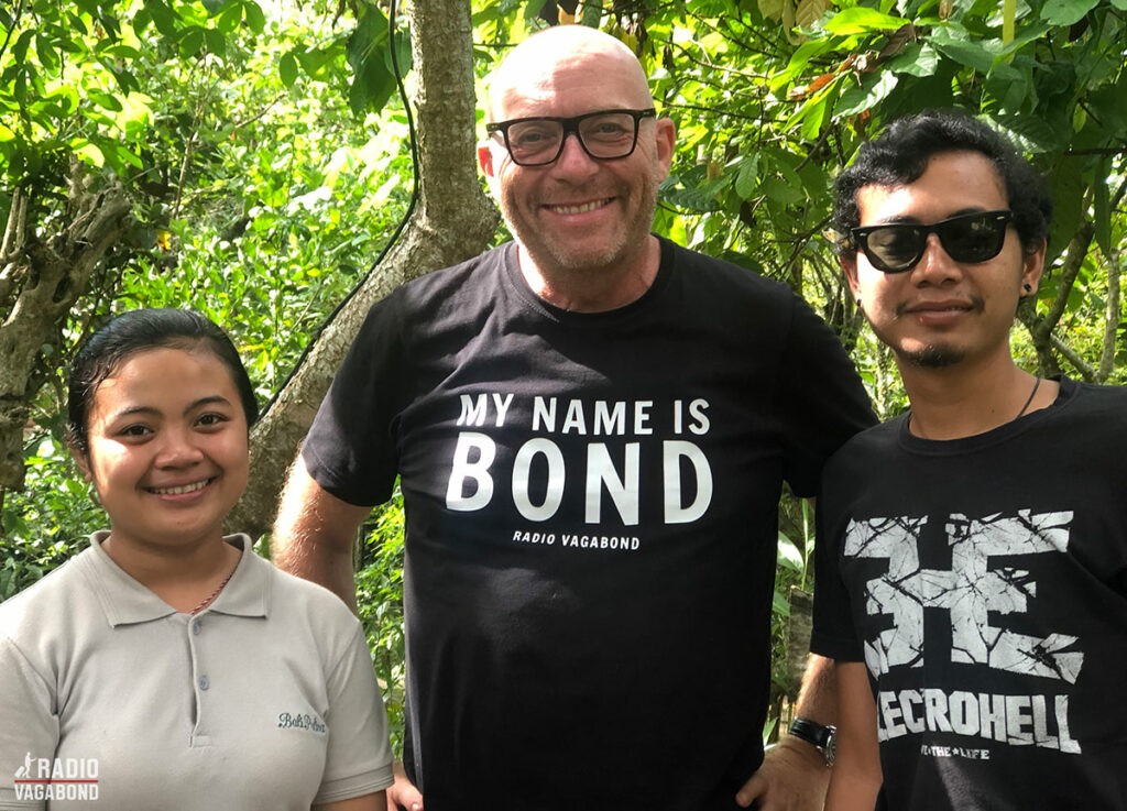 Monica, me, and Putu at the coffee farm