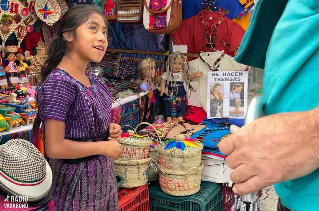 The little girl in a shop was a talented sales person.