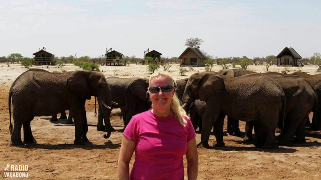 Cynthia among elephants in Botswana