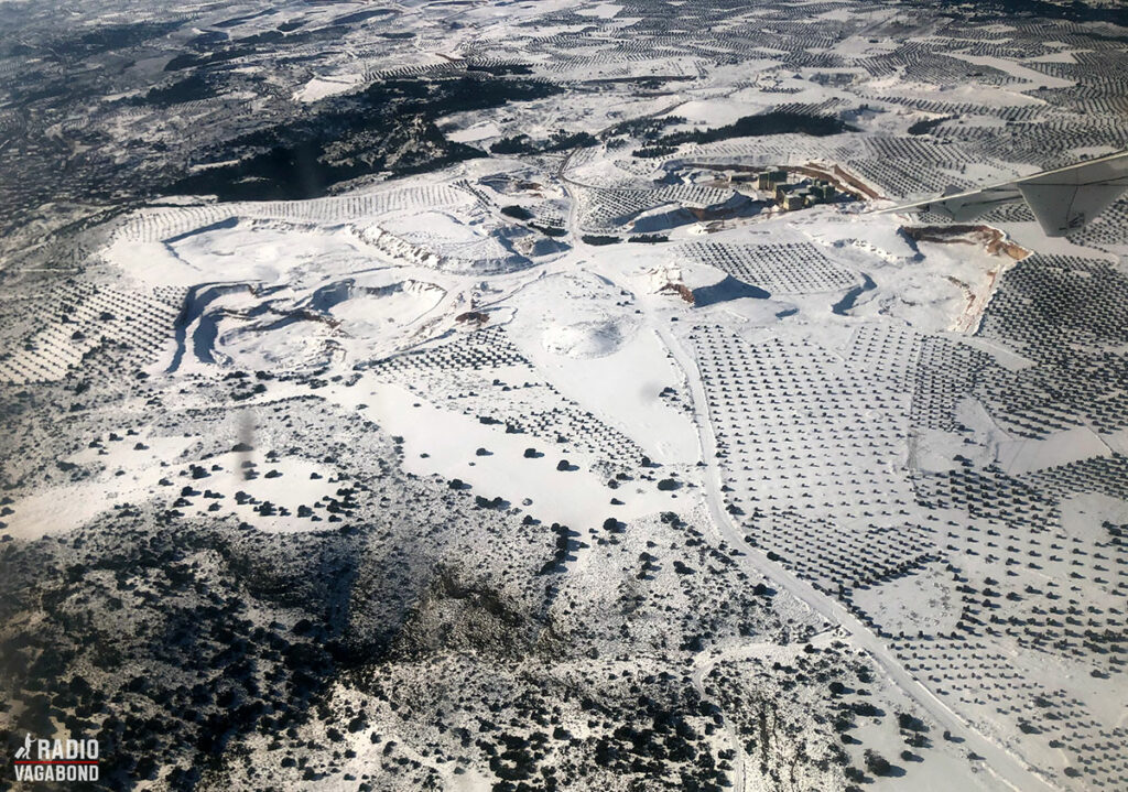 My flight from Malaga to Madrid in Spain was delayed because of a bit of snow.