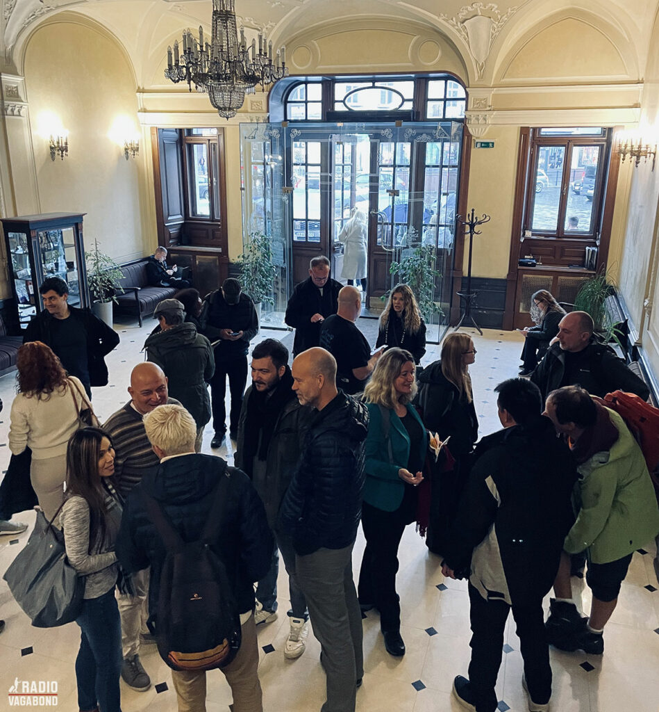 Meeting the group in the hotel lobby before we head to Kharkiv